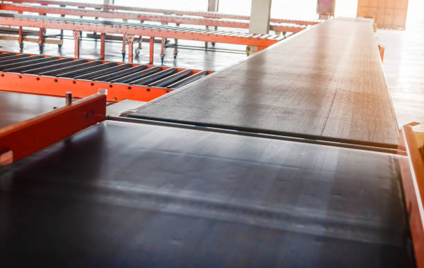 conveyor belt at distribution center warehouse.