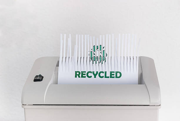 paper shredder machine with a paper for recycling