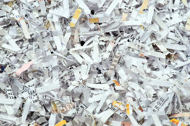 Closeup of shredded paper documents